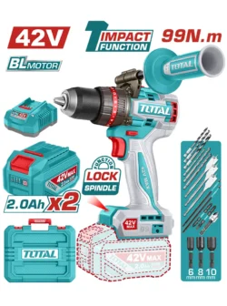 TALADRO INALÁMBRICO PERCUTOR 42V 99 NM 2 BATERÍAS TOTAL UTIDLI429982