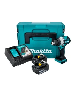 TALADRO PERCUTOR INALÁMBRICO 1/2" 18V + 2 BATERÍAS 4.0Ah + CARGADORDHP486RMJ MAKITA