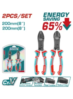alicate de combinación con cortafrío lateral de 8 pulgadas Total THT2CK221S para sujeción y corte