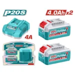 batería 20V 4Ah Total UTFBCPK2013 con 2 unidades y cargador de carga rápida para herramientas inalámbricas