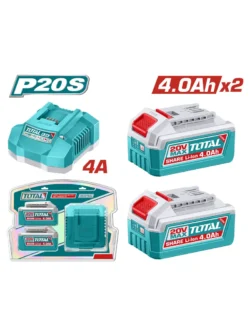 batería 20V 4Ah Total UTFBCPK2013 con 2 unidades y cargador de carga rápida para herramientas inalámbricas