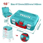 caja de herramientas plástica apilable 16 x 13 x 5/8 pulgadas Total TPBXS101