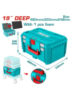 caja de herramientas plástica apilable 19 x 13 x 10 pulgadas Total TPBXS103