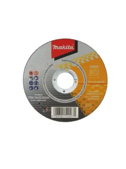 Disco abrasivo de corte Makita D-65953 Tipo 1 de 4.1/2 pulgadas x 1.2 mm para cortar acero inoxidable.
