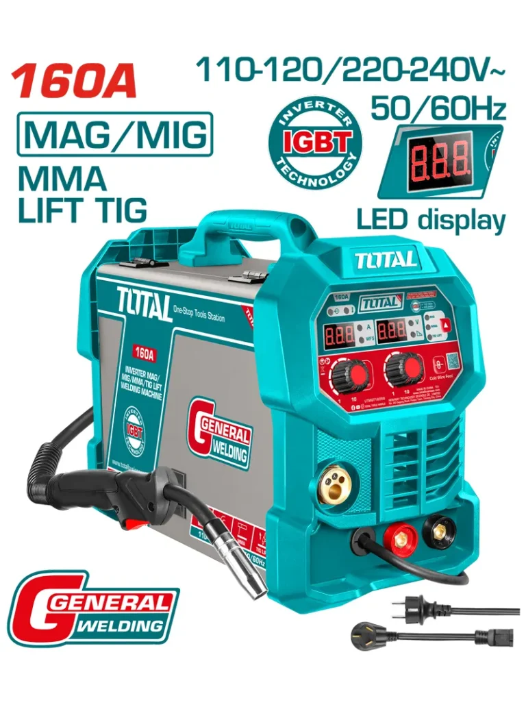 equipo inversor de soldadura 160 Amp MIG MAG MMA TIG 110/220V Total UTMGT16058
