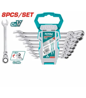 juego de 8 llaves combinadas rachet ecualizable 8 a 19 mm Total THT102RK586 para mecánica