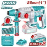 rotomartillo inalámbrico 1 pulgada SDS Plus Total UTRHLI202682 con 2 baterías 4Ah para perforación en concreto