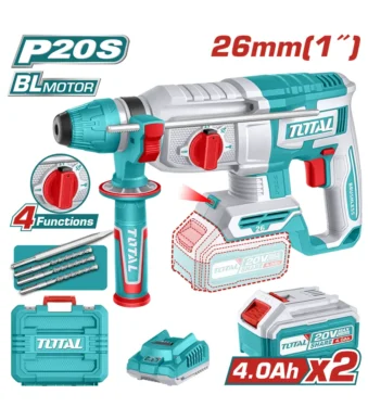 rotomartillo inalámbrico 1 pulgada SDS Plus Total UTRHLI202682 con 2 baterías 4Ah para perforación en concreto