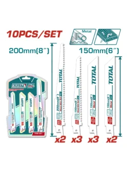 juego de sierras para sierrasable 10 piezas para madera y metal Total TRSB1001