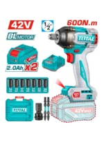 llave de impacto inalámbrica 42V 1/2 pulgadas Total UTIWLI42602 con 1 batería 2Ah y 3 copas 600 N/m
