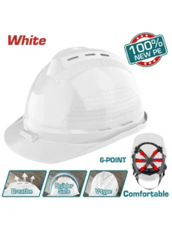 casco dieléctrico blanco TOTAL TSP8602 con barbuquejo para protección en trabajos eléctricos e industriales