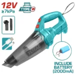aspiradora inalámbrica para autos 12V TOTAL TVLI2026 con carga tipo C para limpieza interior de vehículos