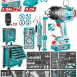 carro de herramientas 7 gavetas TOTAL UTHPTCS82882 con llave de impacto inalámbrica 3/4 y 288 piezas para taller mecánico profesional