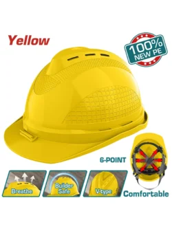 casco dieléctrico amarillo TOTAL TSP8601 con barbuquejo para protección industrial y eléctrica