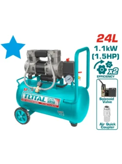 compresor de aire 24 litros libre de aceite TOTAL UTCS1110242 para taller y herramientas neumáticas