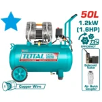 compresor 50 litros horizontal TOTAL UTCS1120508 libre de aceite 1.6 HP 3400 RPM para pintura y herramientas neumáticas