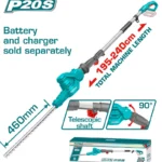 cortasetos inalámbrico 460 mm TOTAL TPHT201601 de 2.40 metros para poda de setos y arbustos en altura