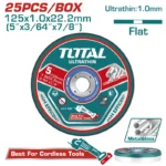 disco abrasivo de corte para acero inoxidable 5 pulgadas 1 mm TOTAL TAC21012525 paquete x 25 unidades