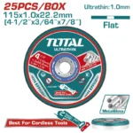 disco abrasivo de corte acero inoxidable 4 1/2 x 1mm TOTAL TAC11011525 lata por 25 unidades para metal
