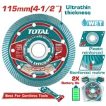 disco diamantado turbo multipropósito 4 1/2 TOTAL TAC2151151 para corte de cerámica concreto y materiales de construcción