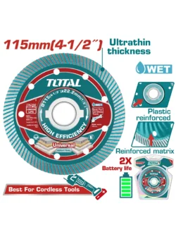 disco diamantado turbo multipropósito 4 1/2 TOTAL TAC2151151 para corte de cerámica concreto y materiales de construcción
