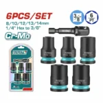 juego copas impacto 3/8 8 a 14 mm total tools con adaptador