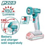linterna inalámbrica industrial 450 lumens marca TOTAL modelo TWLI2058 para iluminación en trabajos profesionales