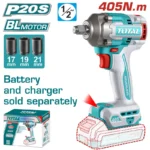 llave de impacto inalámbrica 1/2 TOTAL TIWLI20451 con 3 copas para trabajos mecánicos y automotrices