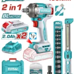 llave de impacto inalámbrica 1/2 TOTAL UTOSLI23056 kit con 2 baterías cargador copas y lámpara para mecánica automotriz