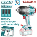 llave de impacto inalámbrica 3/4 1350 Nm TOTAL TIWLI201351 con copas para trabajos mecánicos pesados