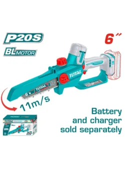 mini motosierra inalámbrica de 6 pulgadas TOTAL TGSLI2066 para corte de madera y poda