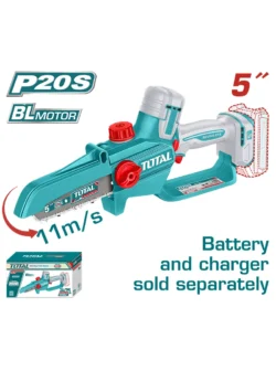 mini motosierra inalámbrica de cadena 5 pulgadas TOTAL TGSLI2056 para poda y corte de madera