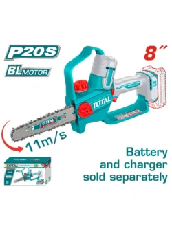 mini motosierra inalámbrica de cadena 8 pulgadas TOTAL TGSLI2088 para poda y corte de madera