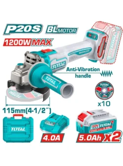mini pulidora inalambrica TOTAL TOOLS UTAGLI2120252 de 4-1-2 pulgadas con 2 baterias de 5 Ah y 10 discos