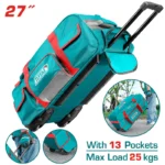 mochila porta herramientas con ruedas 27 pulgadas TOTAL THRRTB2712 en poliéster para transporte de herramientas profesional