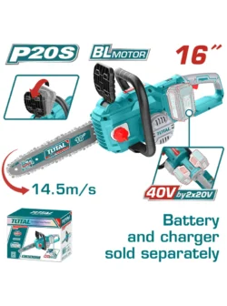 motosierra inalámbrica de cadena 16 pulgadas TOTAL TGSLI40168 para corte de madera y tala ligera