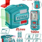 kit nivel láser 2 líneas 35 metros y medidor láser 100 metros TOTAL TOSLL0502 con caja dura para construcción y medición