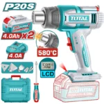 pistola de calor inalámbrica TOTAL UTBLI20582 con 2 baterías 4Ah para termocontracción pintura y mantenimiento