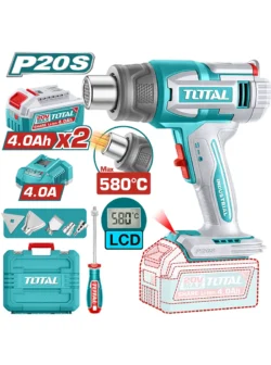 pistola de calor inalámbrica TOTAL UTBLI20582 con 2 baterías 4Ah para termocontracción pintura y mantenimiento