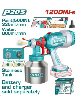 pistola para pintura inalambrica 120 din total tools tsgli20041
