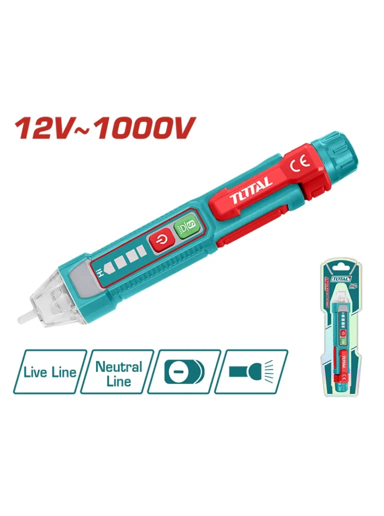 probador detector de voltaje CA 12 a 1000V TOTAL THT100091 para detección de corriente eléctrica sin contacto