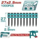 puntilla con cabeza 27 mm TOTAL TAC02271 caja x 1000 unidades para fijación en pared y concreto