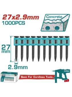 puntilla con cabeza 27 mm TOTAL TAC02271 caja x 1000 unidades para fijación en pared y concreto