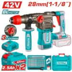 rotomartillo inalámbrico 42V SDS Plus 1 1/8 TOTAL UTRHLI422882 con 2 baterías 2Ah y 4.5J para perforación en concreto