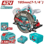 sierra circular inalámbrica 7 1/4 pulgadas 42V TOTAL UTSLI4218512 con 2 baterías 2.5Ah para corte de madera