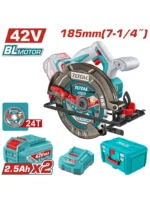 sierra circular inalámbrica 7 1/4 pulgadas 42V TOTAL UTSLI4218512 con 2 baterías 2.5Ah para corte de madera
