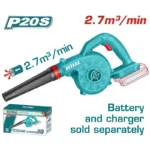 soplador aspirador inalámbrico 20V marca TOTAL modelo TABLI2078 para limpieza de hojas y polvo