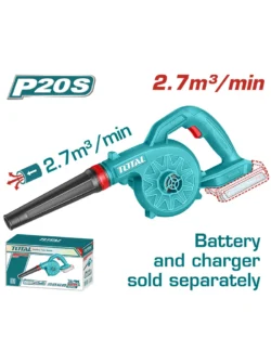 soplador aspirador inalámbrico 20V marca TOTAL modelo TABLI2078 para limpieza de hojas y polvo