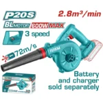 soplador inalámbrico 600W TOTAL TABLI2068 con 3 velocidades para limpieza de hojas polvo y residuos