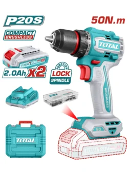 taladro inalámbrico de rotación 1/2 TOTAL UTDLI205062 con 2 baterías 2Ah para perforación y atornillado